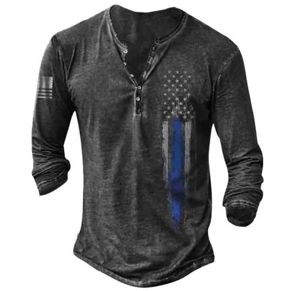 Men's Outdoor Vintage Long-sleeved Henley Shirt - Wayrates.com 