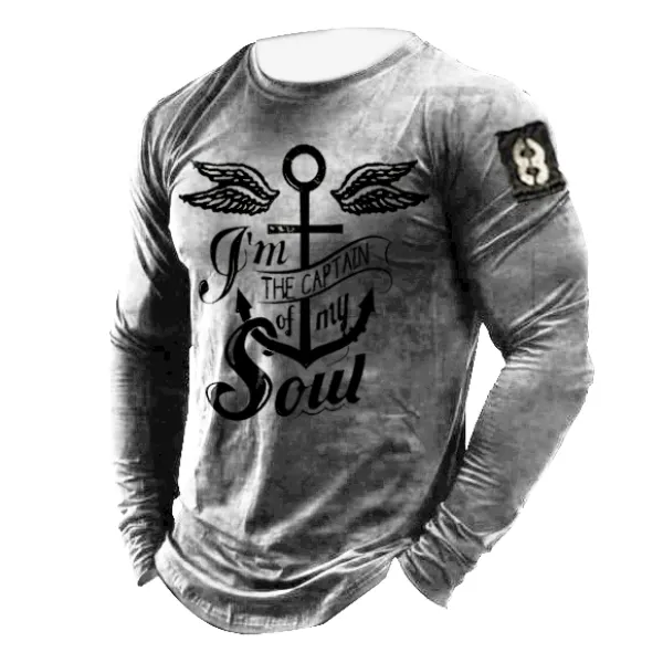 Men's Jesue Anchor Cross Casual Long Sleeves T-shirts - Wayrates.com 