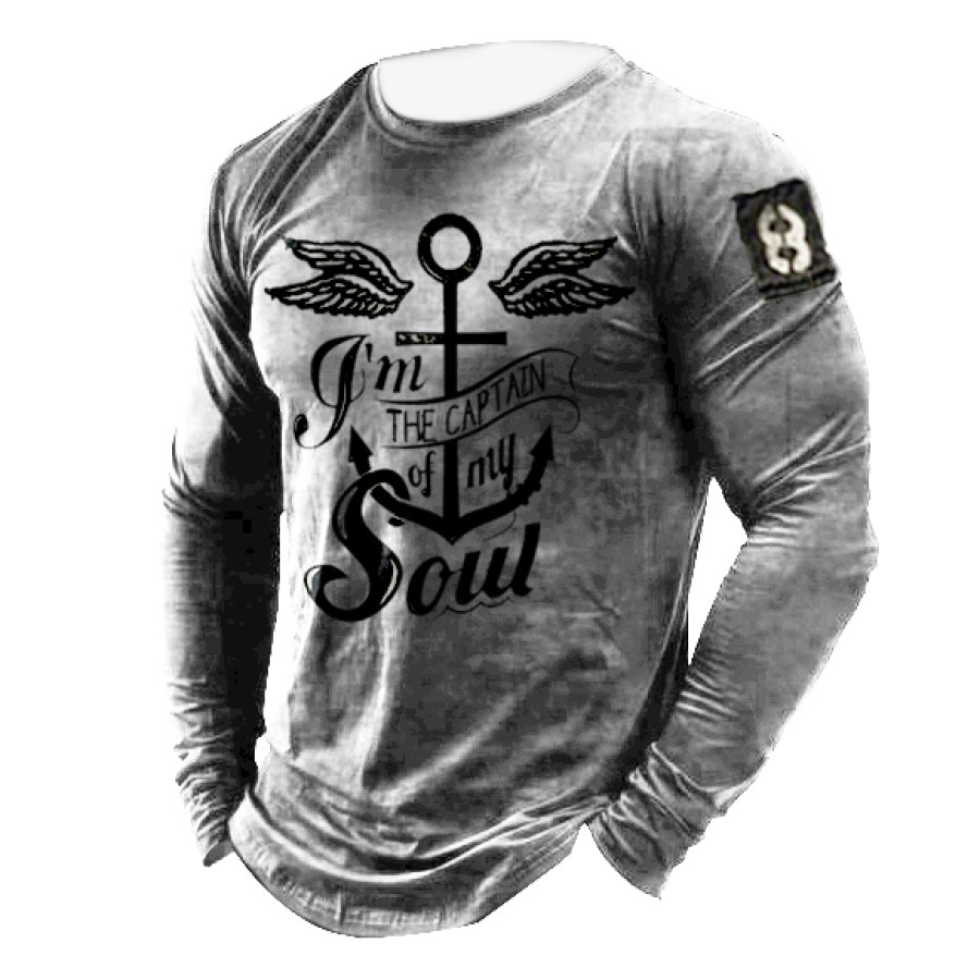 

Men's Jesue Anchor Cross Casual Long Sleeves T-shirts