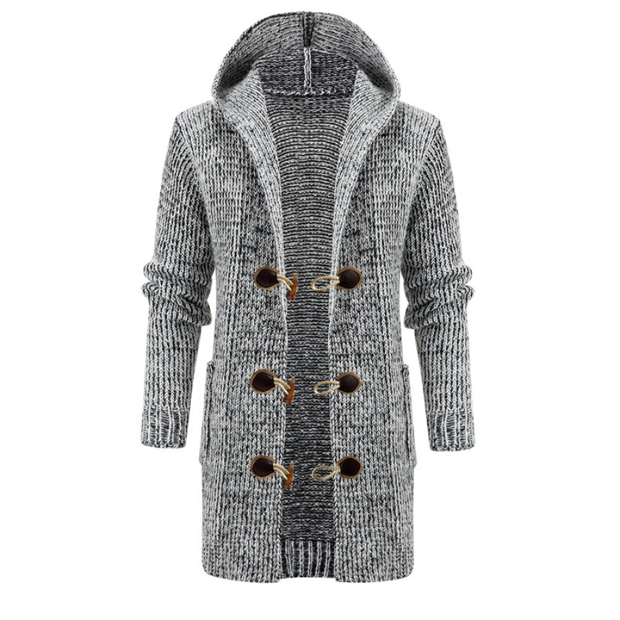 

Men's Mid-Length Cardigan Hooded Knitted Jacket