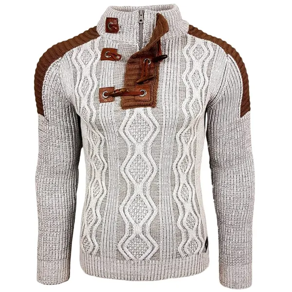 Men's Retro Warm Stand-up Collar Zipper Sweater - Honeylop.chimpone.com 