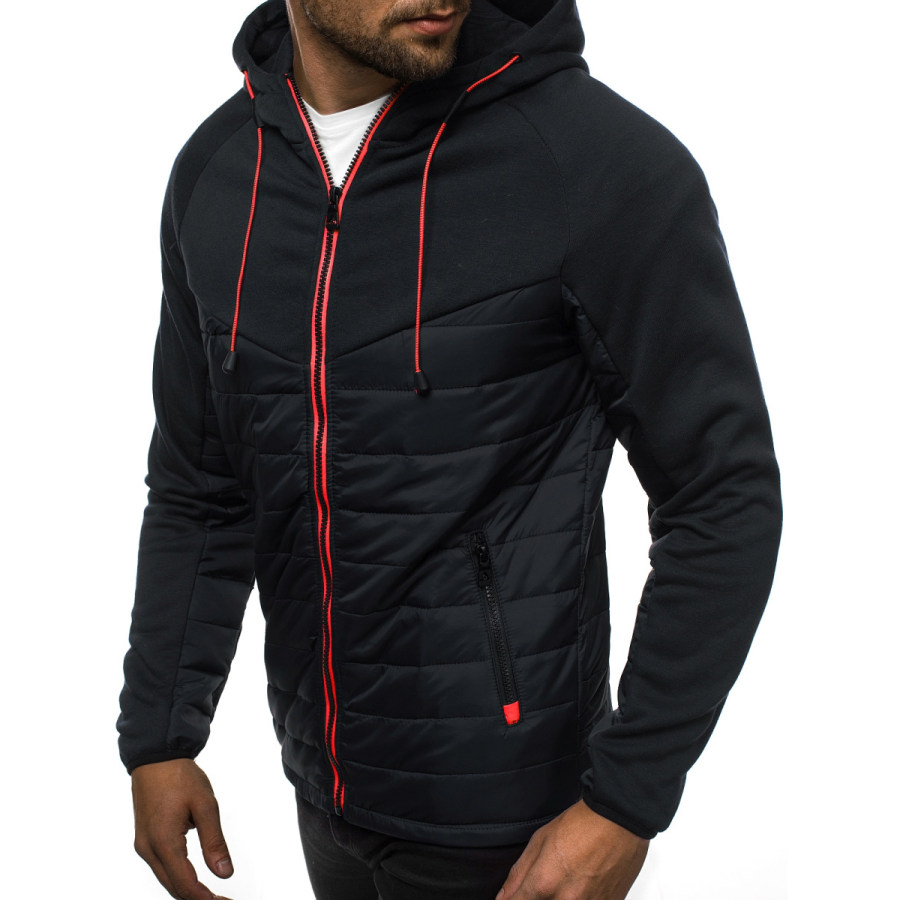 

Men's Casual Stitching Zipper Hooded Jacket