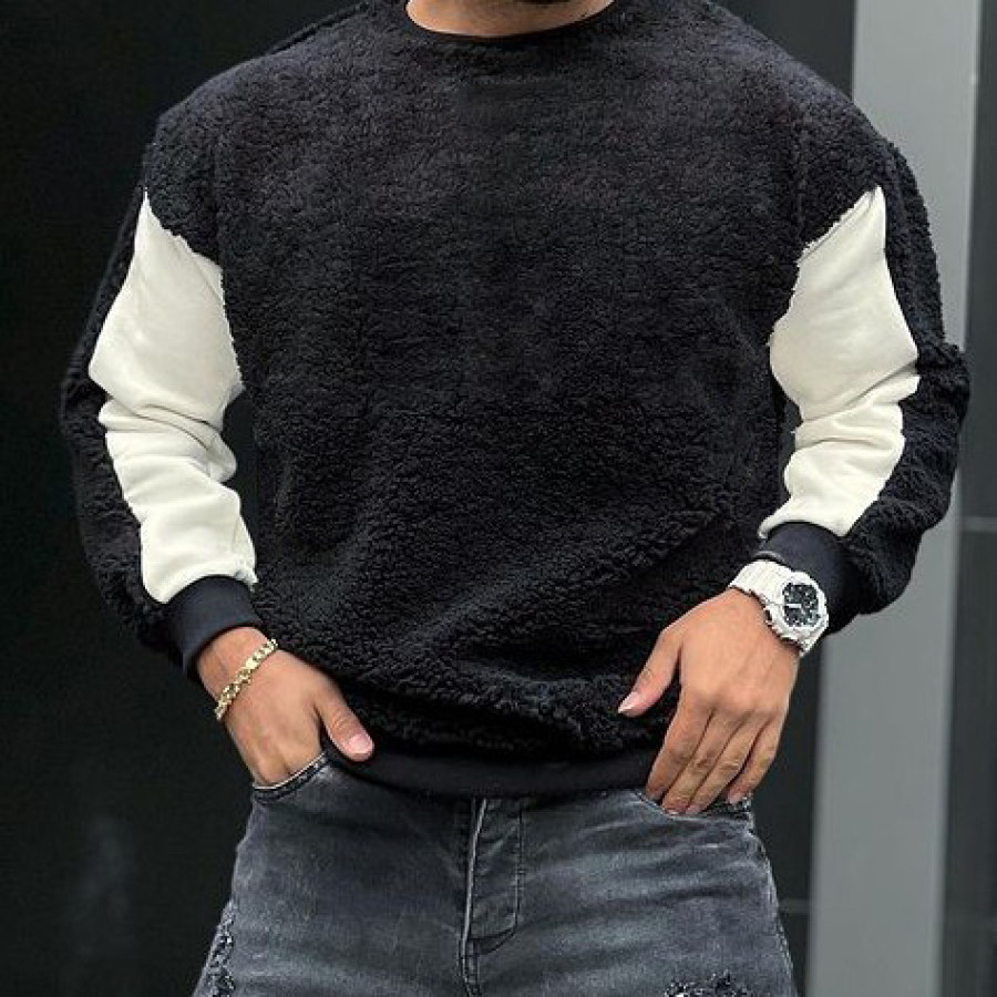 

Cashmere Stitching Crew Neck Sweatshirt