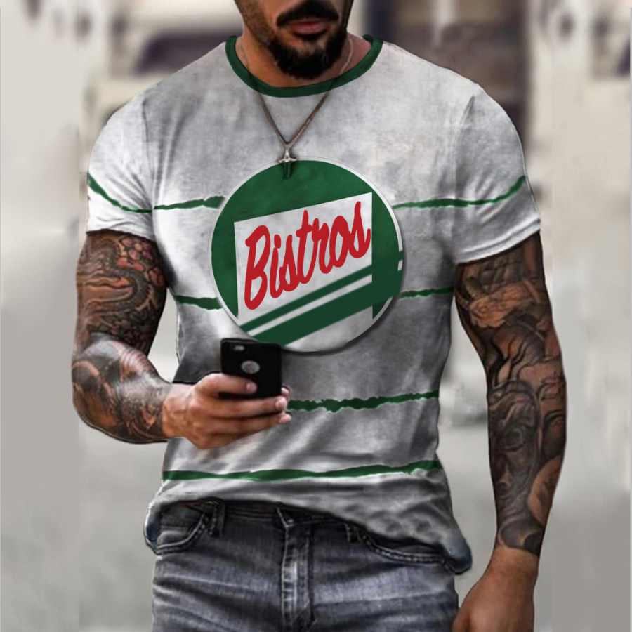 

Men's Retro Striped Print T-shirt