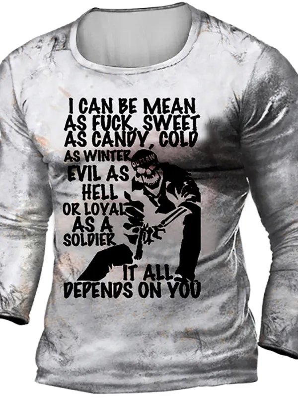 Men's Outdoor It All Depends On You Skull Long Sleeve T-Shirt - Pragmaace.com 