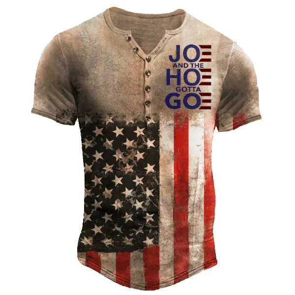 Men's Outdoor Joe And The Hoe Gotta Go Black Henley Tactics T-Shirt - Cotosen.com 