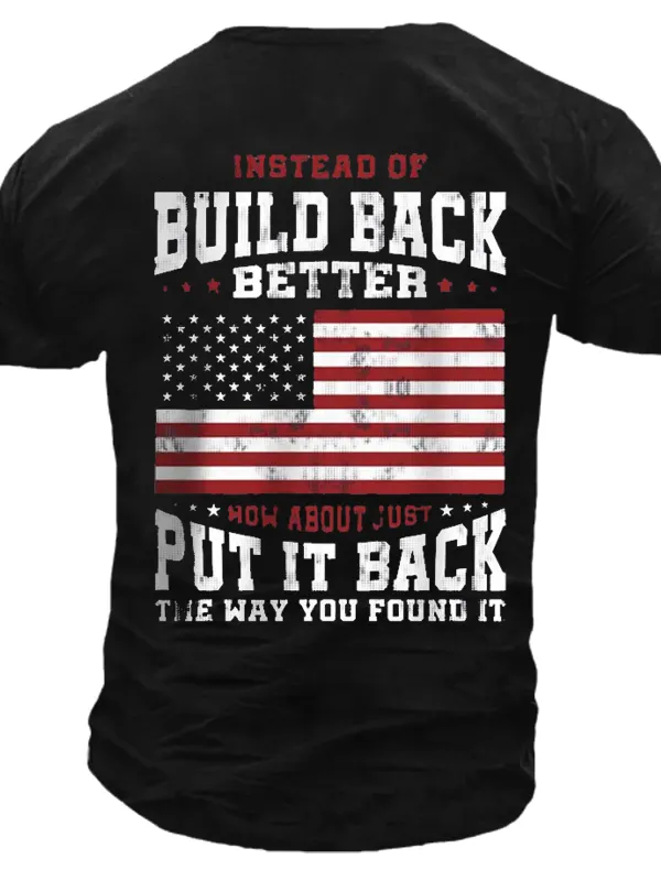 Men's Instead Of Build Back Better How About Just Put It Back The Way You Found It Cotton Tee - Pragmaace.com 