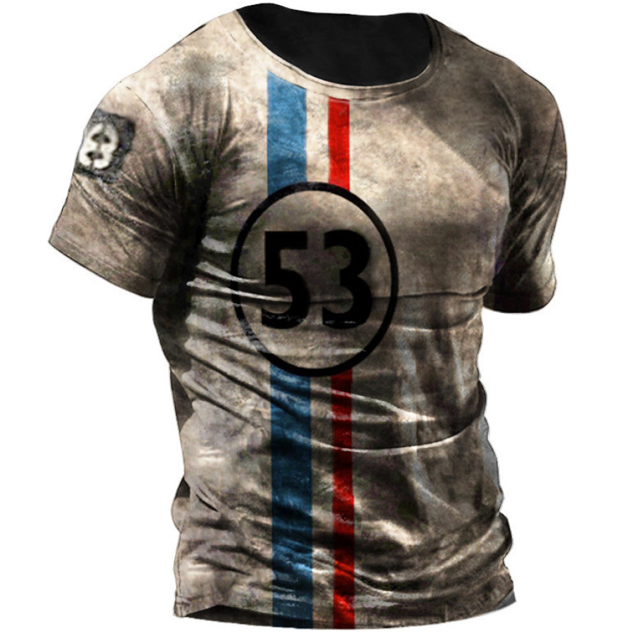 

Mens Vintage Racing Stripes Retro T-Shirt