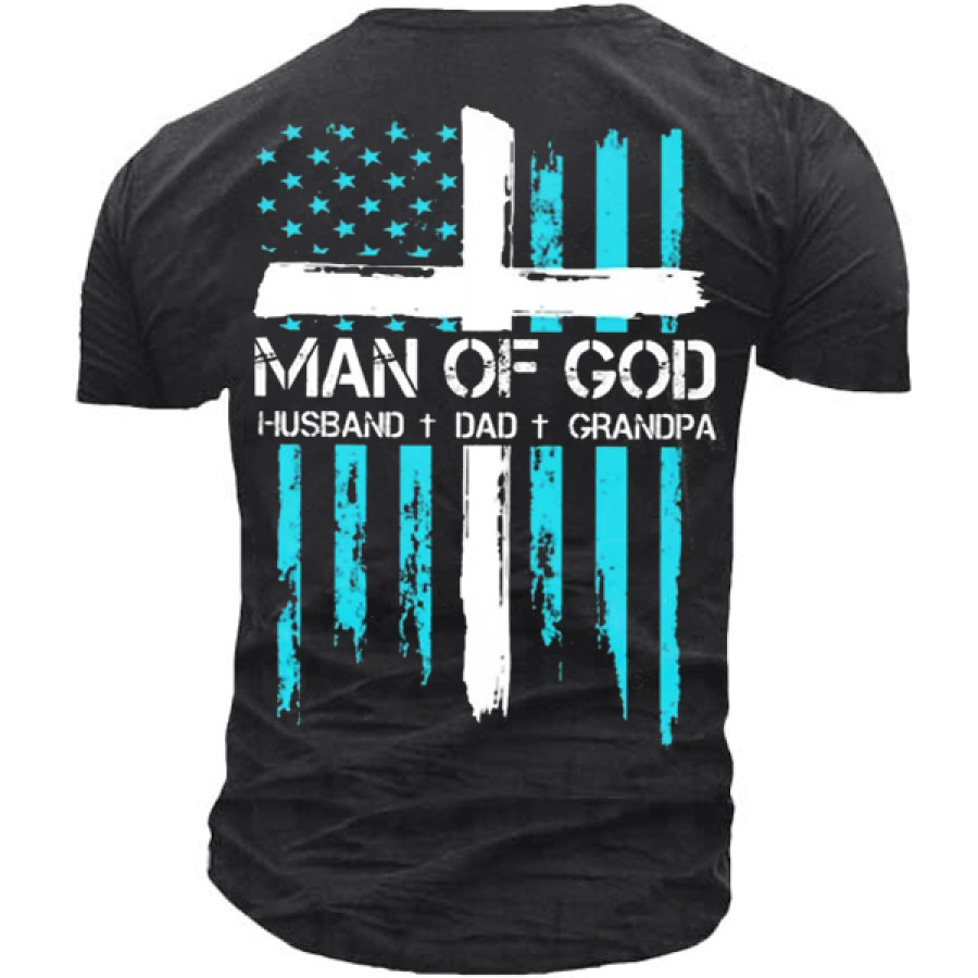 

Men's Man Of God Husband Dad Grandpa Crew Neck T-Shirt