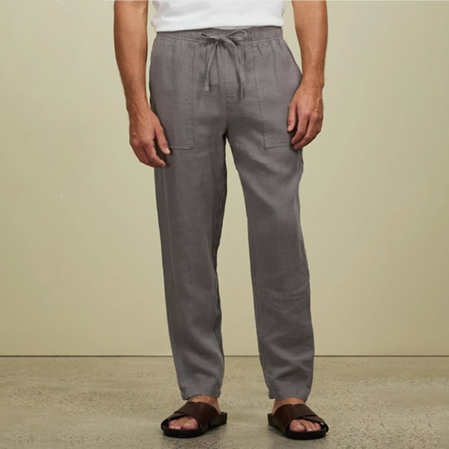 

Cotton And Linen Style American Casual Basic Wild Linen Trousers