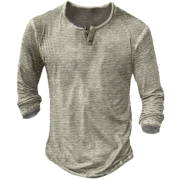 Men's Casual Comfortable Waffle Long Sleeve T-Shirt Only $33.89 - Wayrates.com 