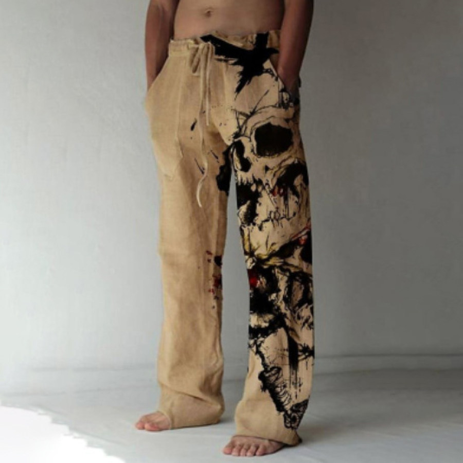 

Men's Vintage Ethnic Print Loose Wide Leg Pants