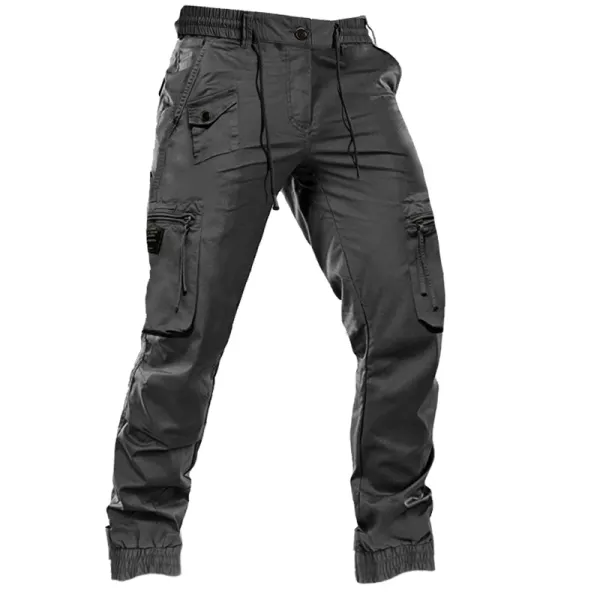 Men's Elastic Waist Drawstring Multi-Pocket Cargo Pants - Kalesafe.com 