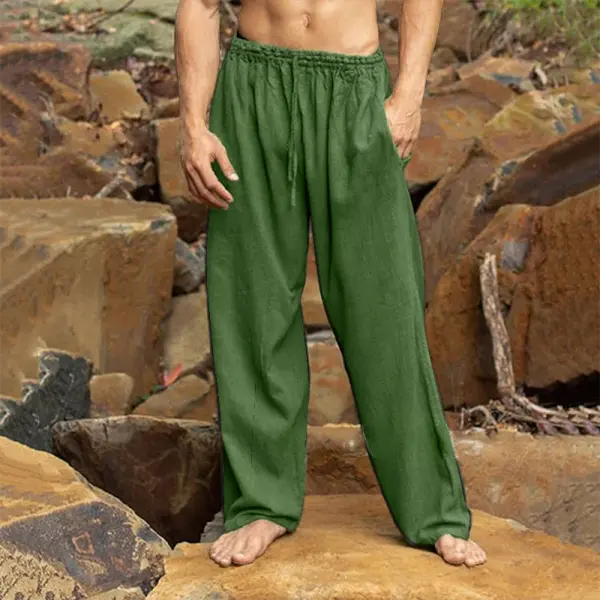 Men's Casual Cotton Linen Holiday Trousers - Villagenice.com 