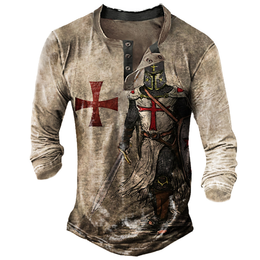 

Men's Outdoor Templar Cross Long Sleeve Henley Shirt