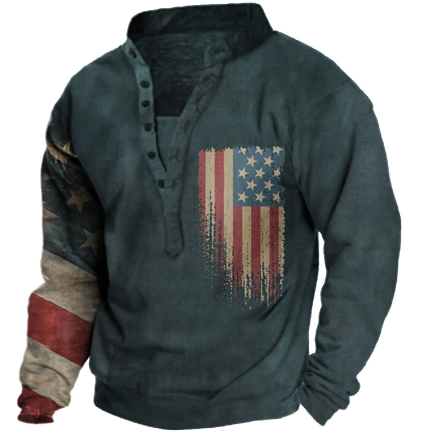 

Men's American Flag Henley Sweatshirt