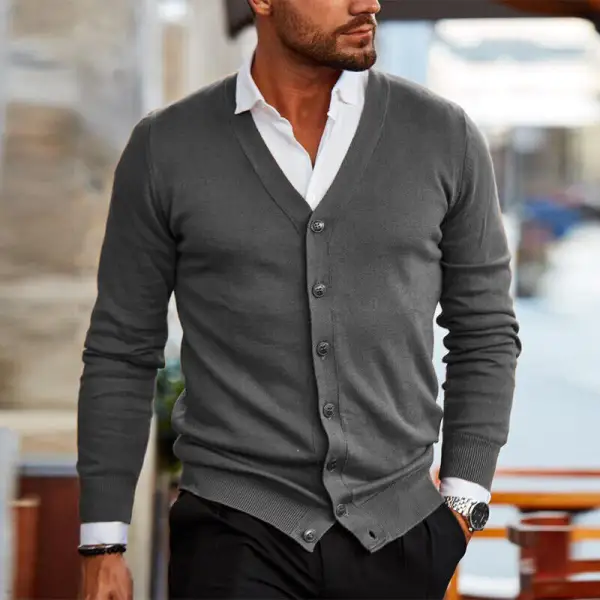 Men's Plain V Neck Buttoned Knitted Cardigan Only $18.89 - Wayrates.com 