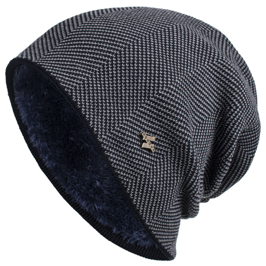 

Men's Fleece H Iron Standard Pullover Knitted Wool Hat