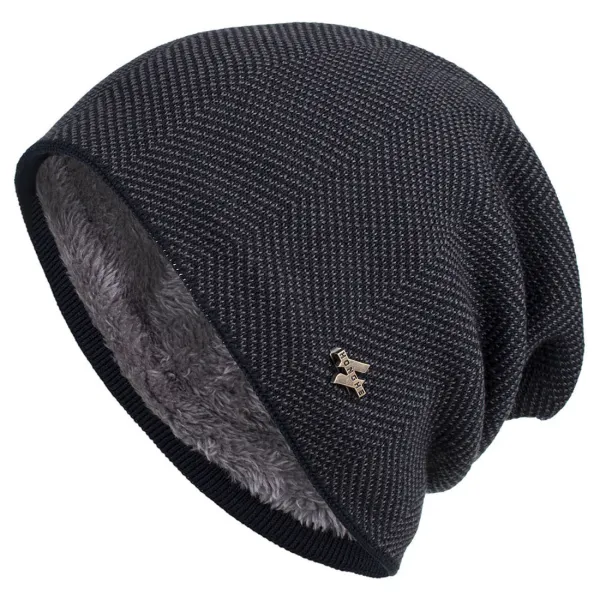 Men's Fleece H Iron Standard Pullover Knitted Wool Hat - Keymimi.com 