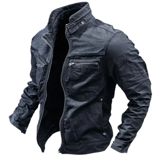 Men's Outdoor Vintage Zip Pocket Denim Jacket Only $56.89 - Wayrates.com 