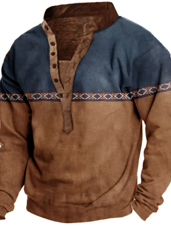 Aztec Men's Henley Sweatshirt - Menwyx.com 