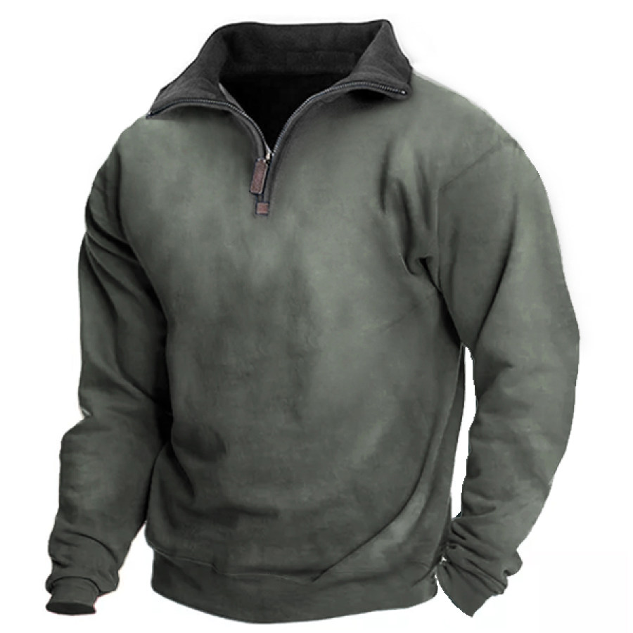 

Men's Vintage Zip Half Open Polo Sweatshirt