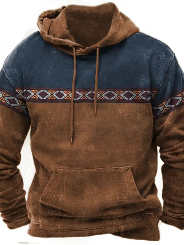 Men's Aztec Vintage Hoodie - Wantbright.com 