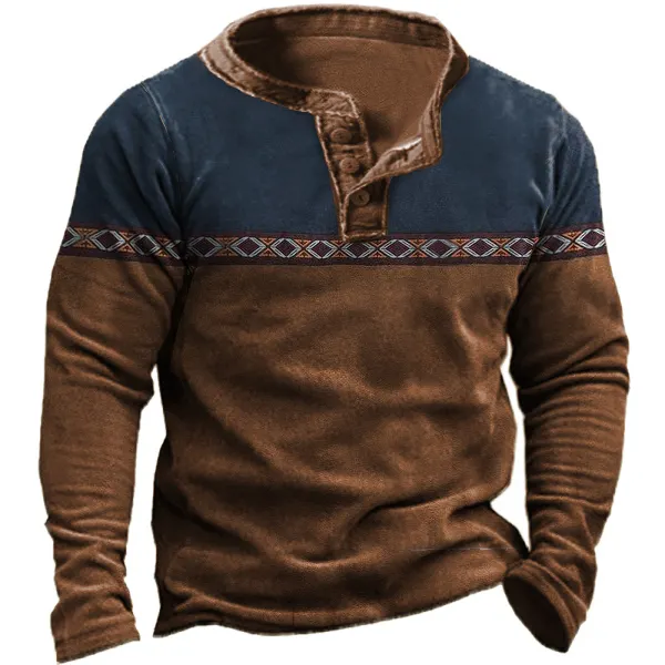 Sudadera Con Cuello Henley De Vaquero Azteca Para Hombre - Kalesafe.com 
