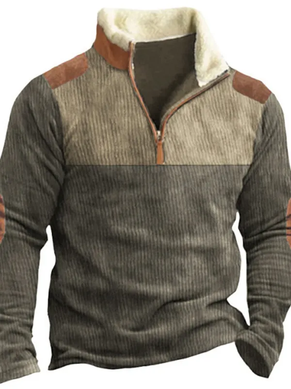 Men's Training Colorblock  Lapel Sweatshirt 