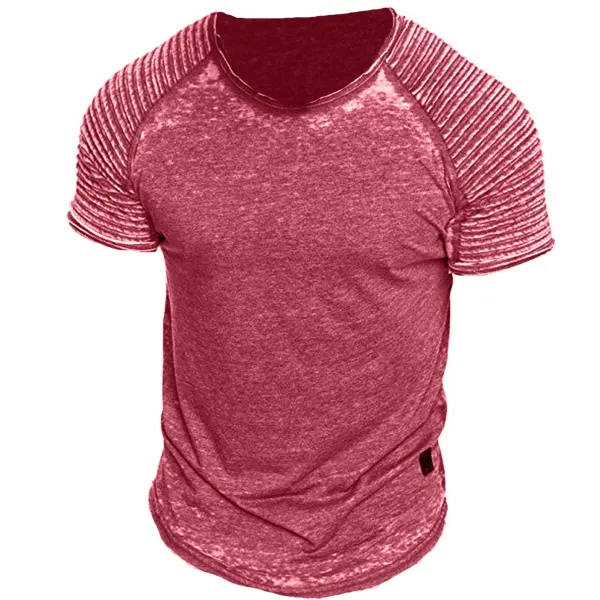 Men's Casual Pleated Round Neck Short Sleeve T-Shirt Only ARS4.528,89 - Wayrates.com 