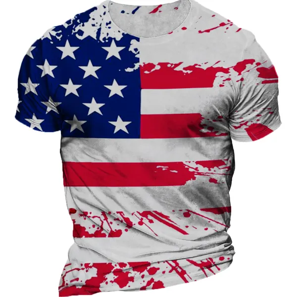 Men's Vintage Casual American Flag Short Sleeve T-Shirt Only $11.89 - Wayrates.com 