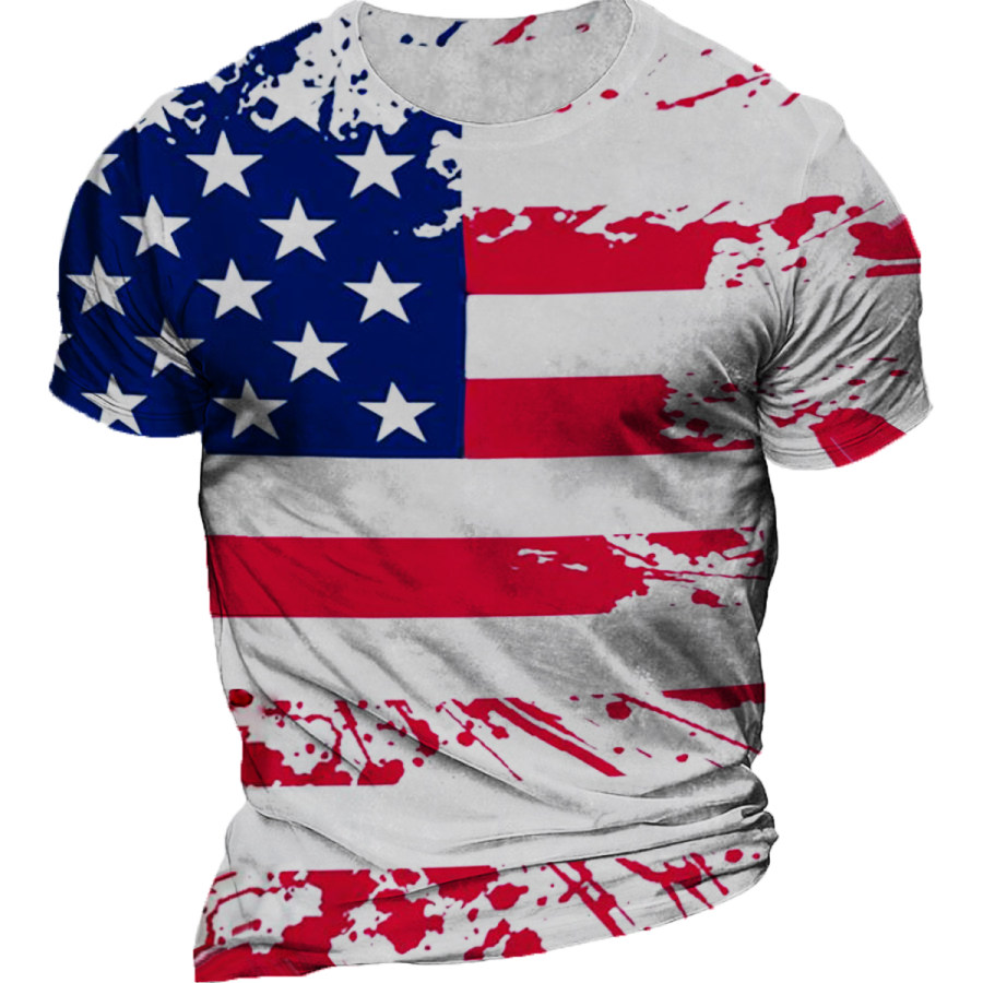 

Men's Vintage Casual American Flag Short Sleeve T-Shirt