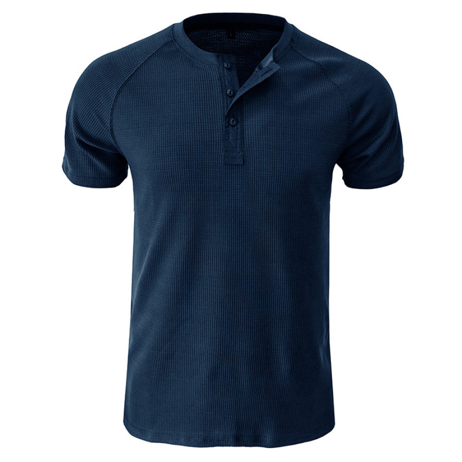 

Men's Vintage Waffle Henley Collar T-Shirt