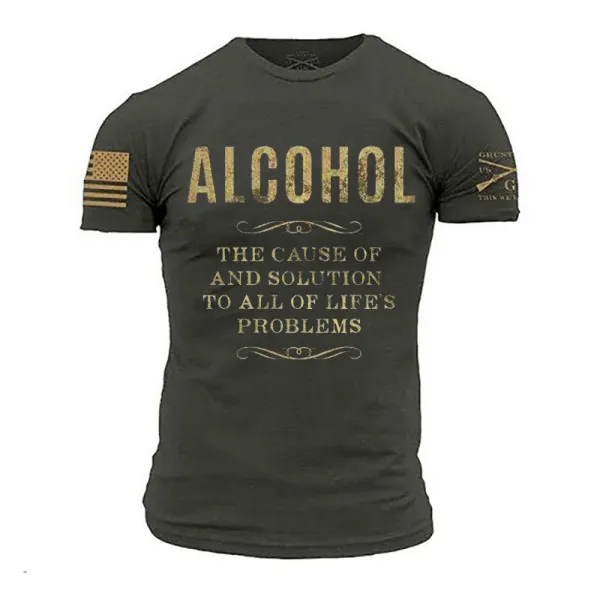 Men's ALCOHOL Letter Print T-shirt Only $10.89 - Wayrates.com 