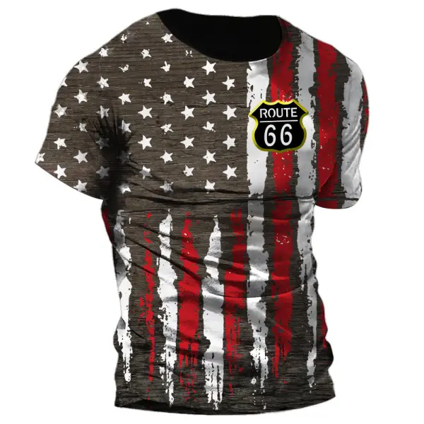 Men's Route 66 Round Neck Short Sleeve T-Shirt Only $13.89 - Wayrates.com 