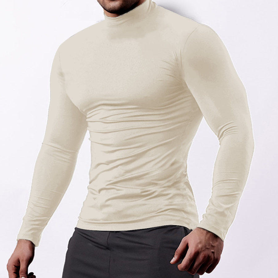 

Men's Retro Casual Half Turtleneck Long Sleeve T-Shirt