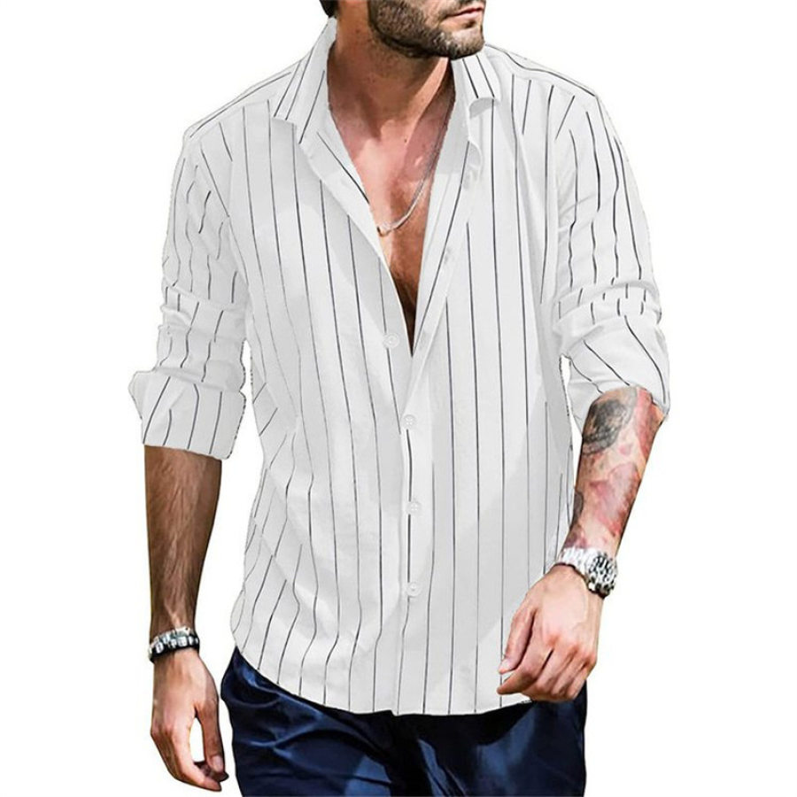 

Men's British Style Long Sleeve Cardigan Shirt