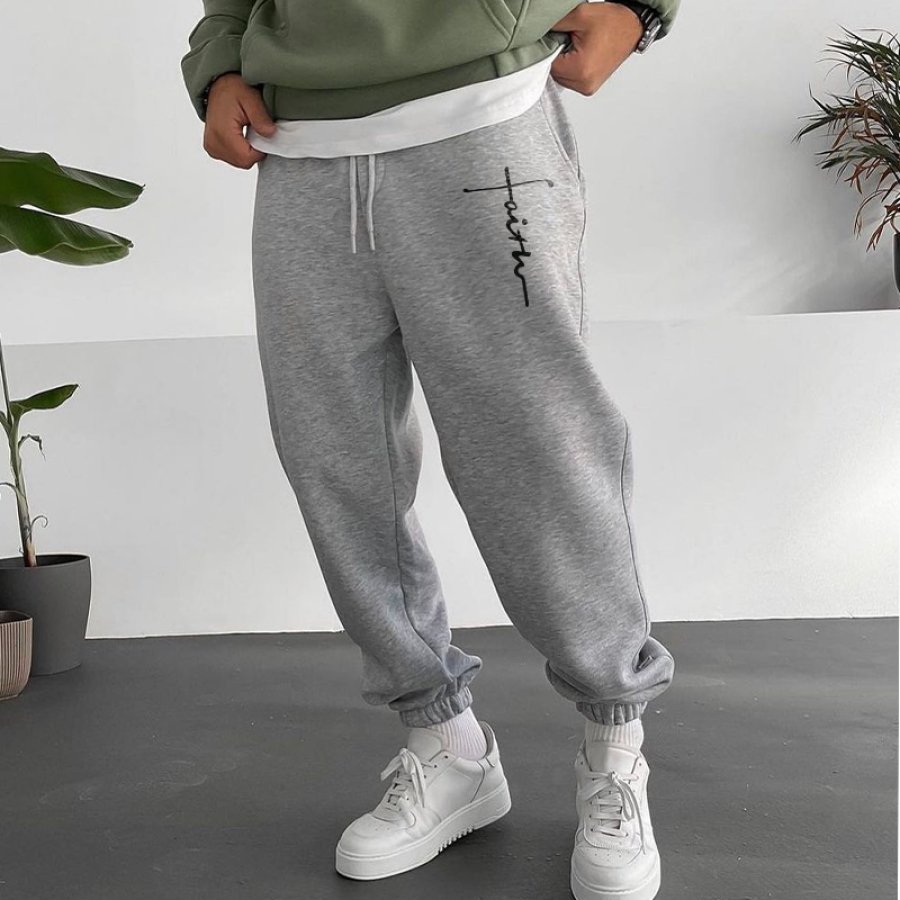 

Men's Casual Simple Flannel Printed Sweatpants