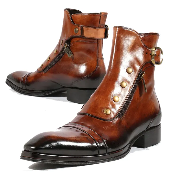 Men's Retro Plus Velvet Motorcycle Casual Martin Boots - Wayrates.com 