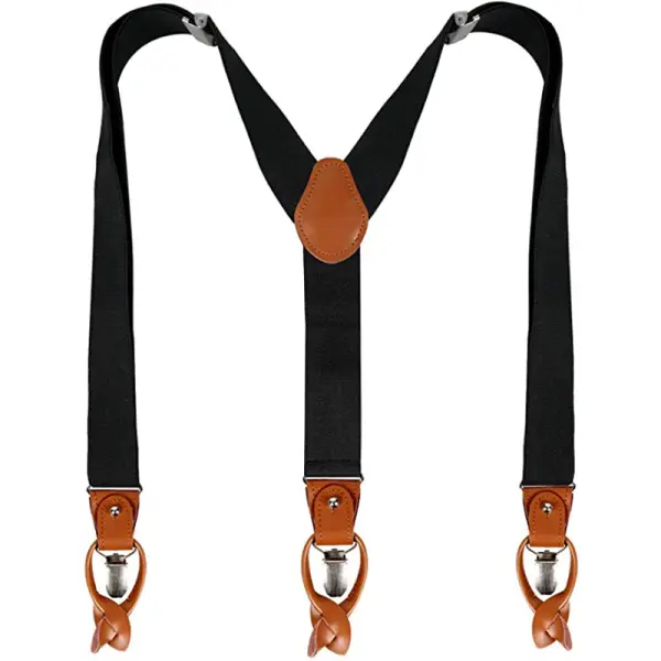 Men's Retro Casual Adjustable Stretch Solid Color Suspenders - Keymimi.com 