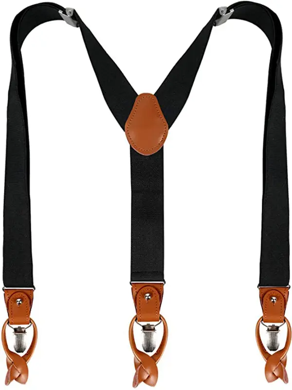 Men's Retro Casual Adjustable Stretch Solid Color Suspenders - Menbarn.com 
