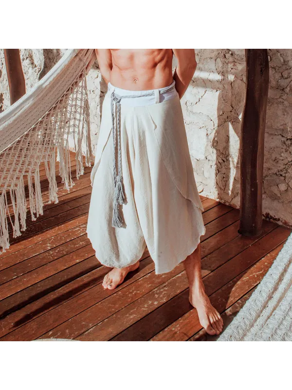 Men's Comfortable Cotton Linen Elastic Waist Casual Pants - Timetomy.com 