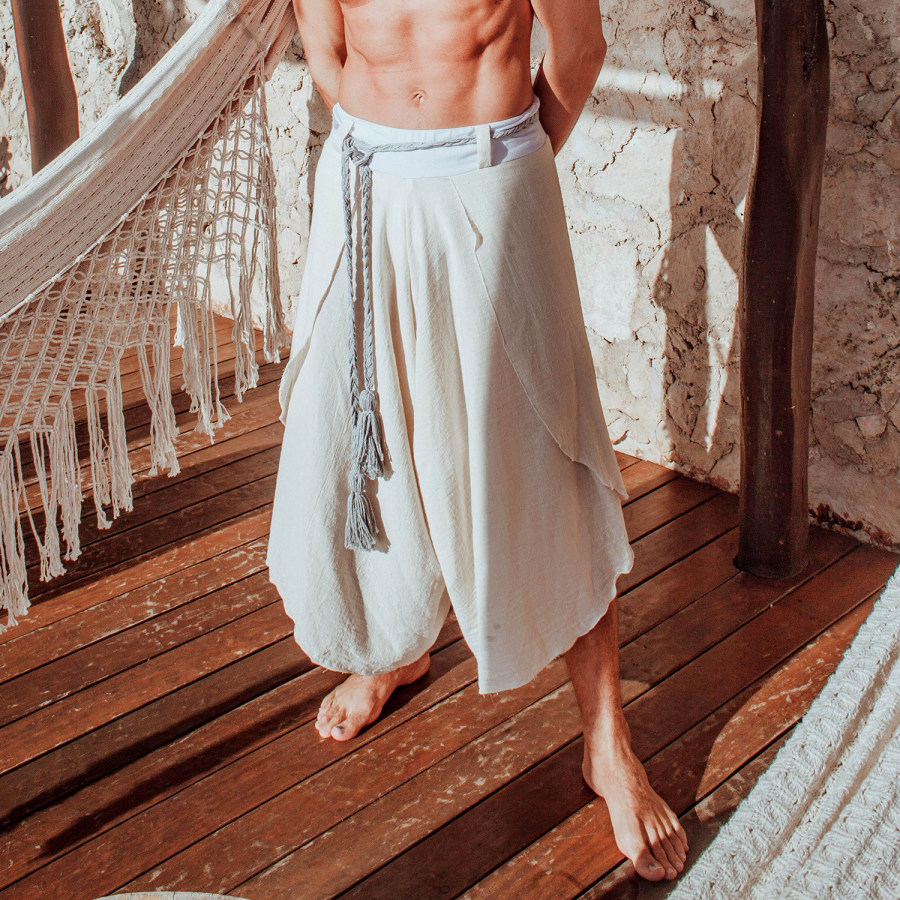 

Men's Comfortable Cotton Linen Elastic Waist Casual Pants