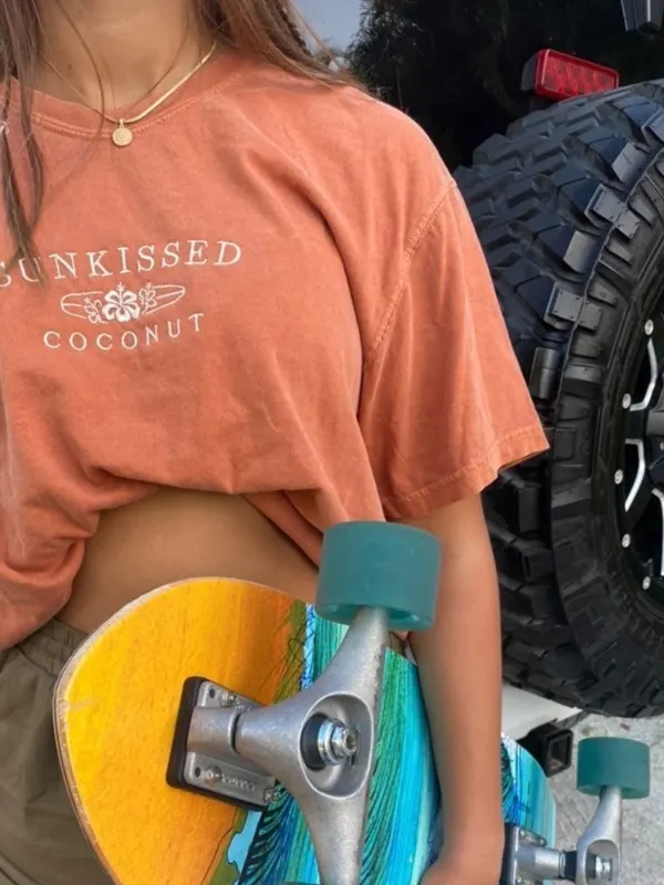 BURNT ORANGE SUNKISSEDCOCONUT TEE - Wantbright.com 