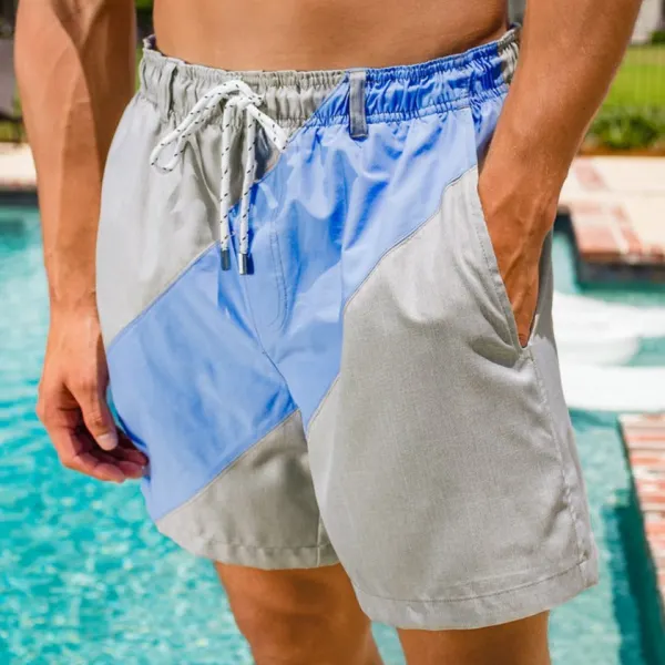 Vacation Casual Color Block Beach Swim Trunks And Shorts - Yiyistories.com 