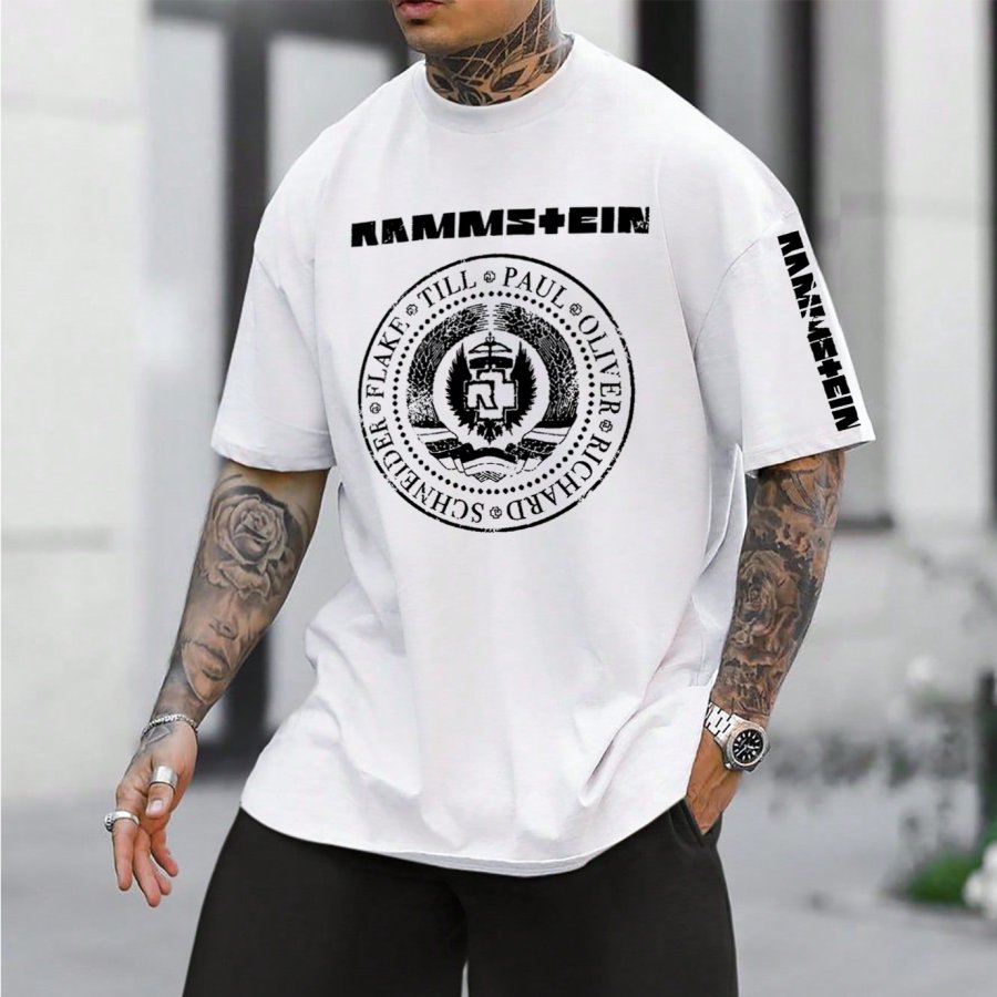 

Men's Rammstein Rock Band Loose Short Sleeve Oversized T-Shirt