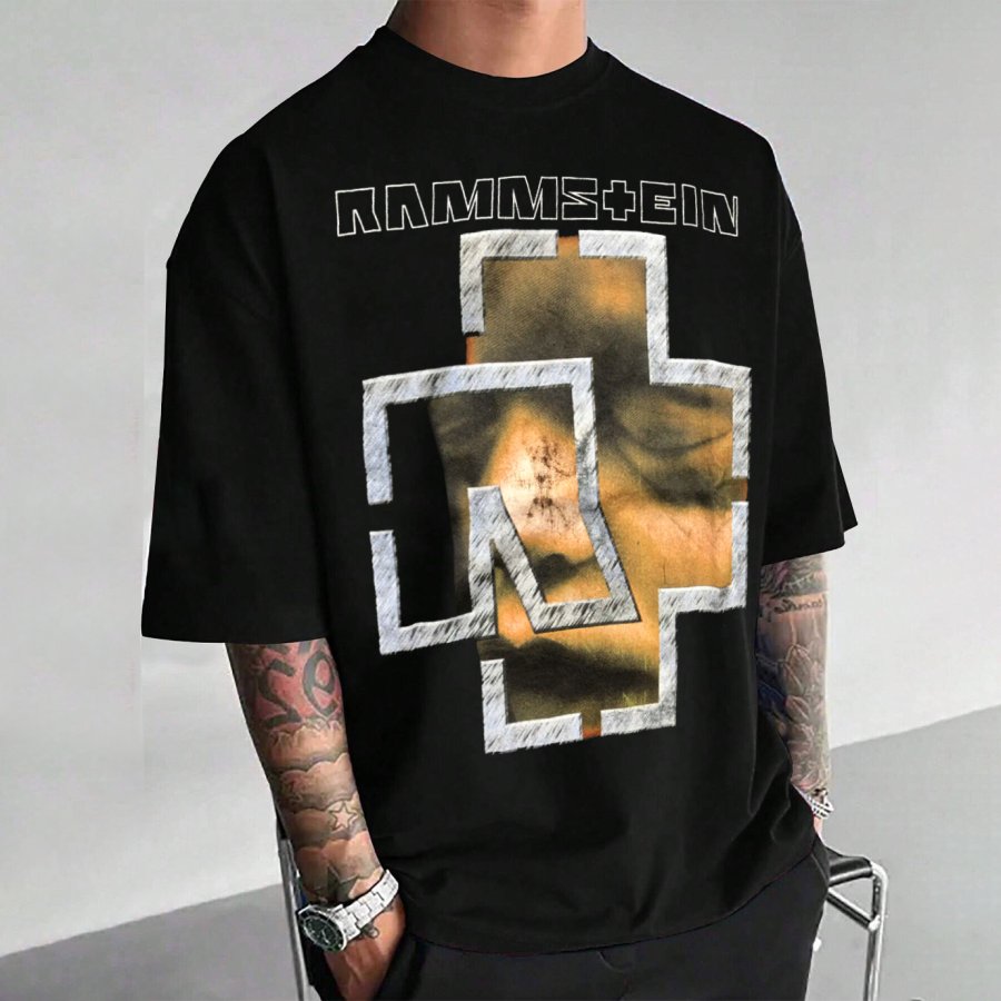 

Men's Rammstein Rock Band Loose Short Sleeve Oversized T-Shirt