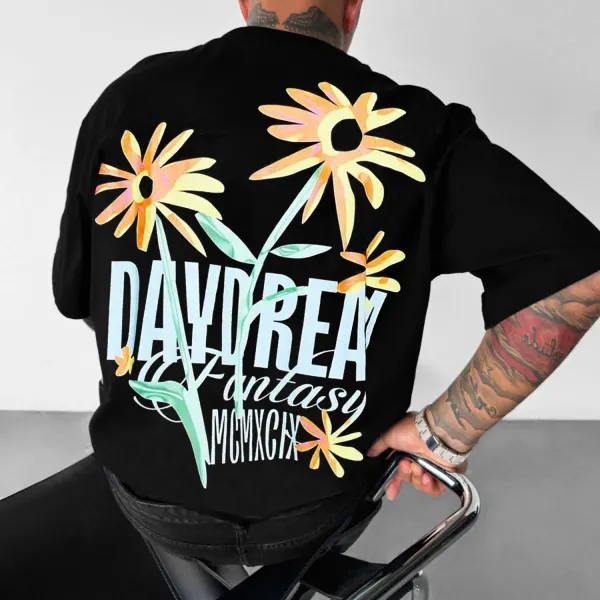 Flower Letter Design Fashion T-shirt - Dozenlive.com 