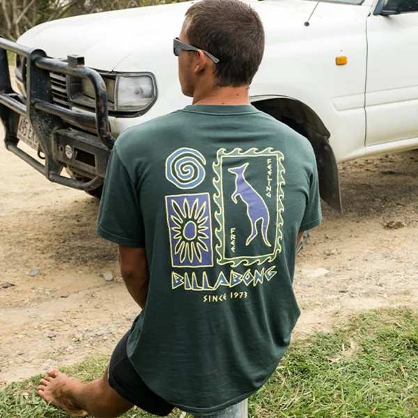 Retro Billabong Surf Dark Green Casual T-shirt - Wayrates.com 