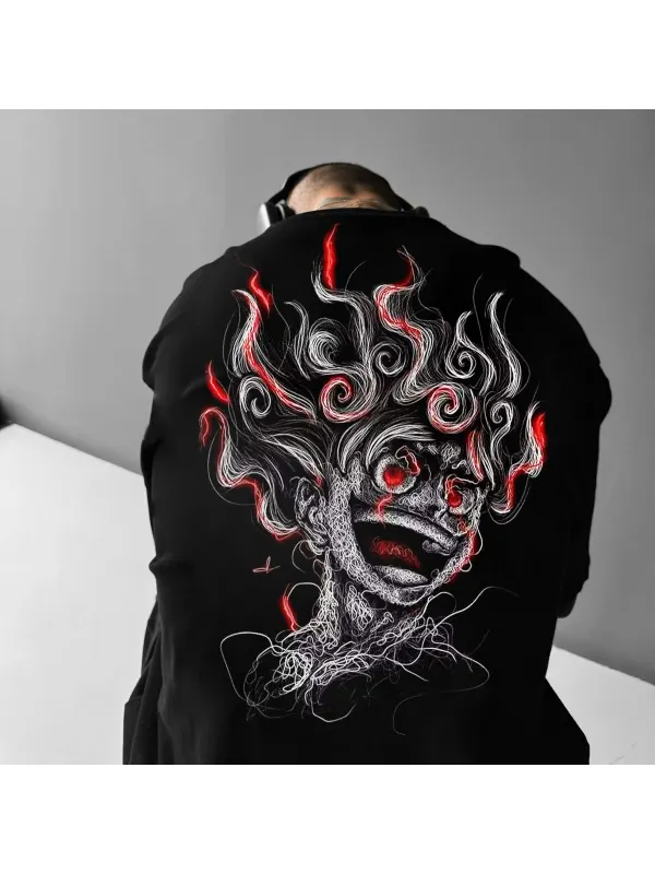 Unisex Casual Anime Print T-shirt Anime Print T-shirt - Aptkoi.com 